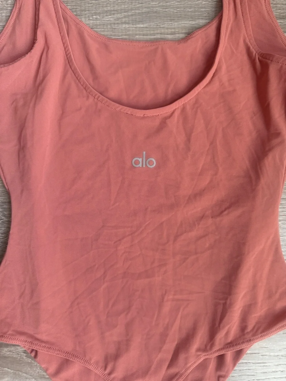 Alo  Mesh Sheer Illusion Bodysuit - Soft Terracotta